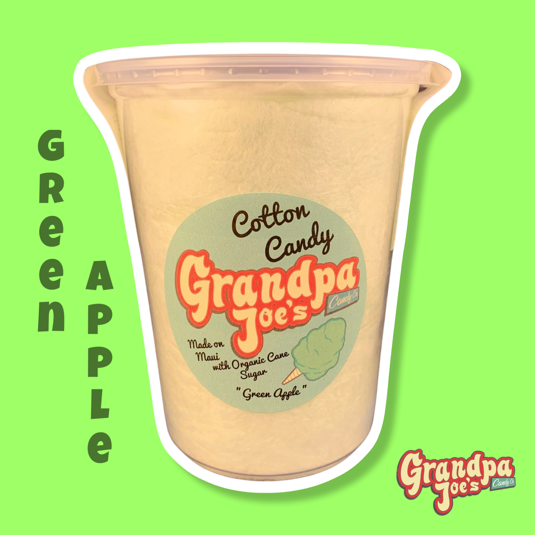 Green Apple Cotton Candy - 100% Organic Sugar – Grandpa Joe's