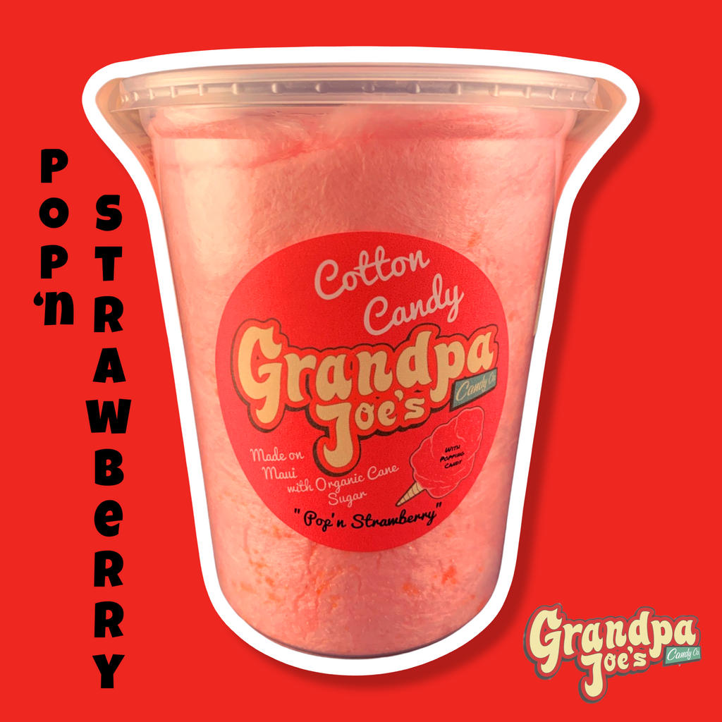 Pop’n Strawberry (made w/popping candy) Cotton Candy - 100% Organic Sugar
