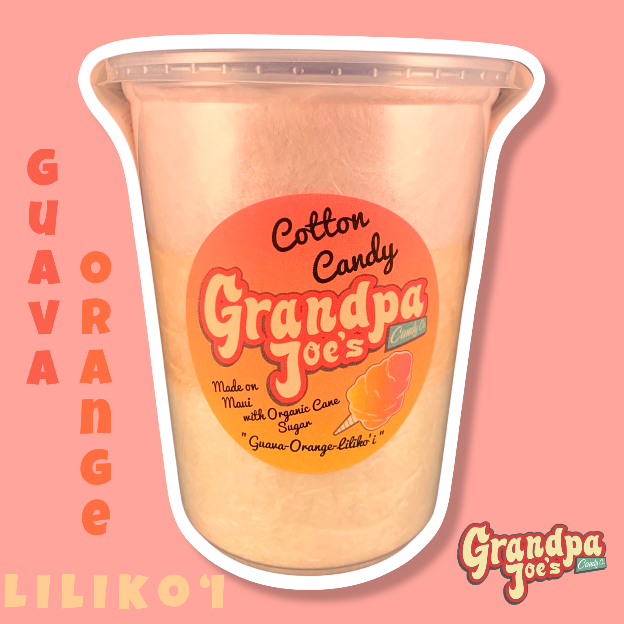 Guava-Orange-Liliko'i Cotton Candy - 100% Organic Sugar Cotton Candy